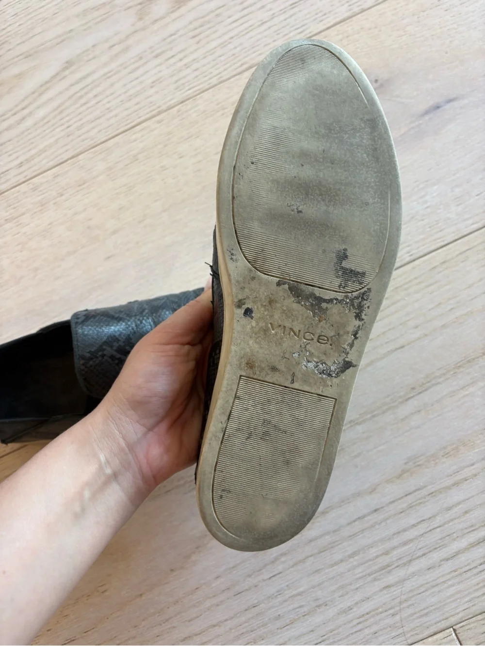 Vince “Garvey” Black Snakeskin-embossed Leather Women’s Size 8 Slip-on Sneakers